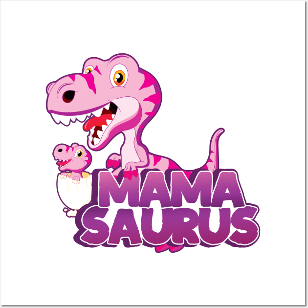 'MamaSaurus Pink Dino' Cool Dinosaurs T Rex Gift Wall Art by ourwackyhome